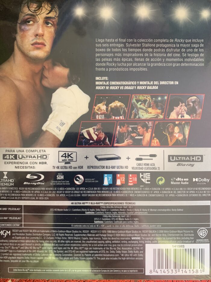 COLECCION COMPLETA ROCKY  EDICION  4K UHD + Blu-ray - Imagen 2