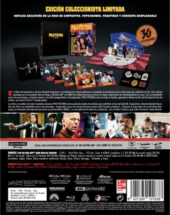 PULP FICTION - EDICION  COLECCIONISTA 30  ANIVERSARIO 4K UHD+BLURAY - Imagen 3