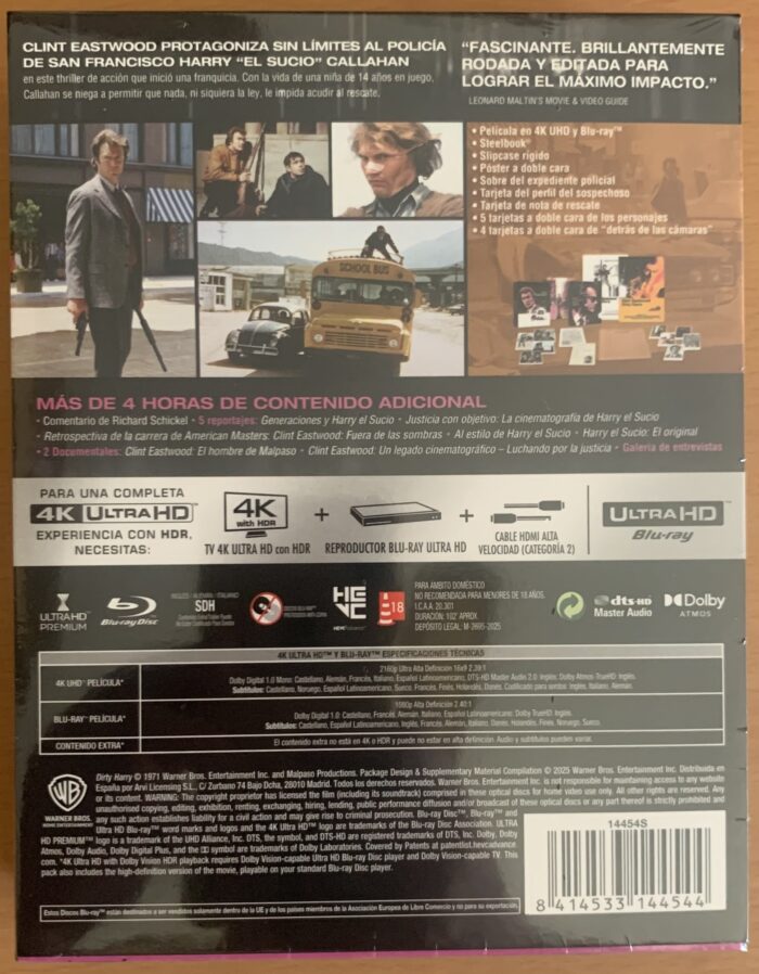 Harry, el sucio - Edicion Limitada Metálica 4K UHD+ BLURAY - Imagen 3