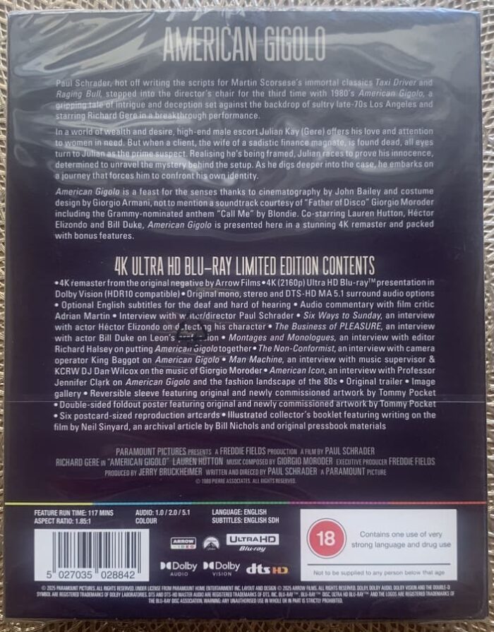 AMERICAN GIGOLO - EDICION COLECCIONISTA 4K UHD + BLU RAY - Imagen 5